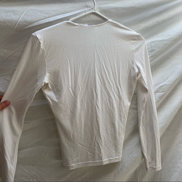 White American Apparel V Neck Long Sleeve - Picture 5 of 7